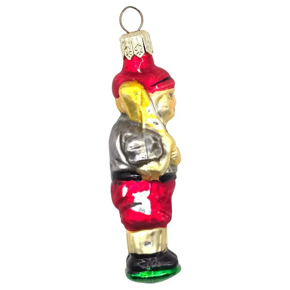 Vintage Blown Glass Baseball Dutch Boy Ornament 4